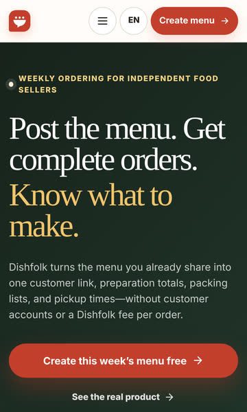 Website Dishfolk trên điện thoại