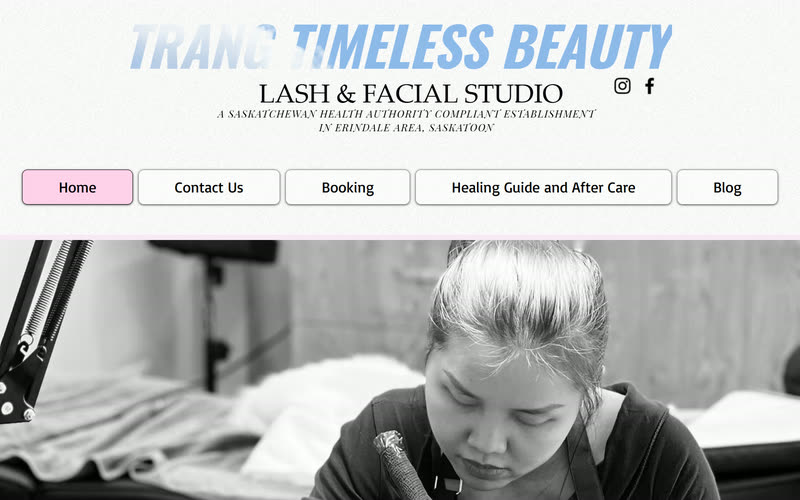 Trang chủ website Trang Timeless Beauty trên máy tính, với giao diện trước đây